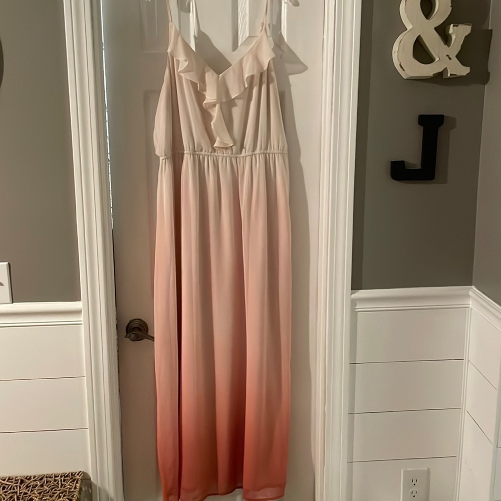 EUC XL Beautiful cream to pink ombré maxi dress